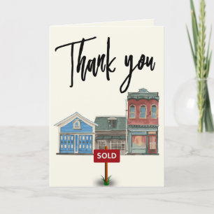 Carte De Remerciements Aquarelle Vente agent immobilier Fermeture