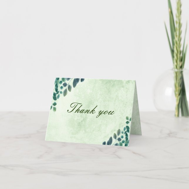 Carte De Remerciements Aquarelle Verdure Eucalyptus Feuille (Devant)