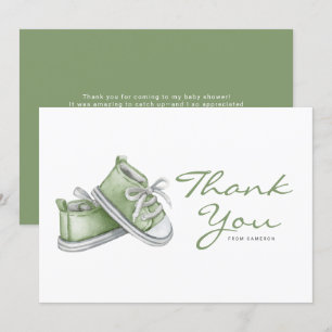 Carte De Remerciements Aquarelle Vert Baby shower bébé