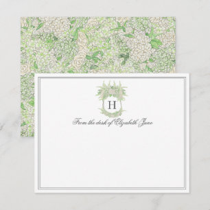 Carte De Remerciements Aquarelle vert et blanc Mariage de crête d'Hydrang