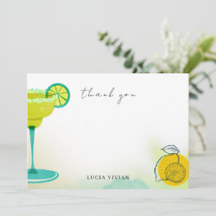 Carte De Remerciements Aquarelle verte Margarita Lime Fête des mariées