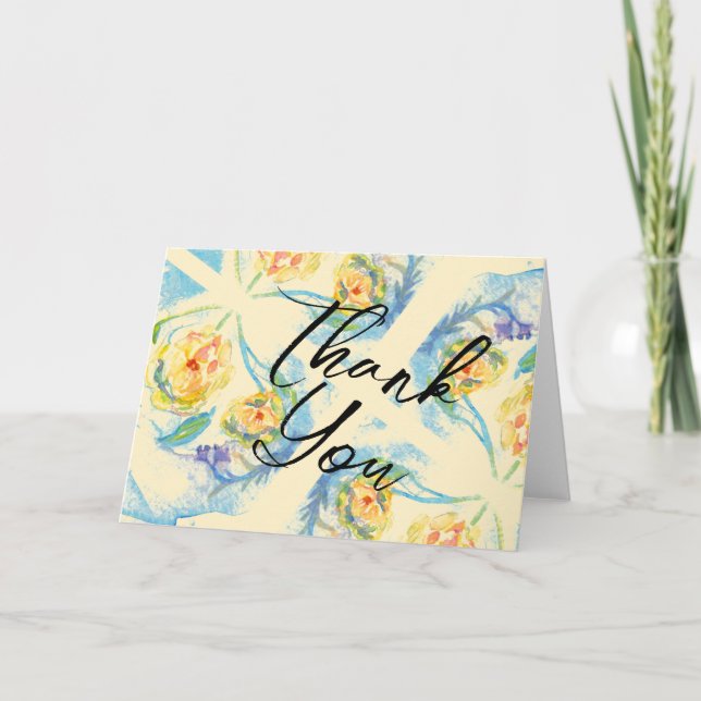 Carte de remerciements Aquarelle Vierge Avec Fleur (Devant)