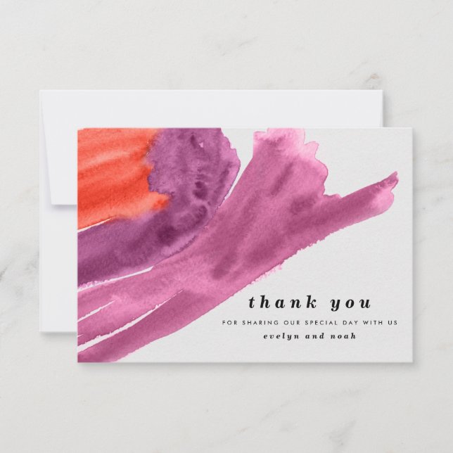 Carte De Remerciements Aquarelle violette moderne (Devant)