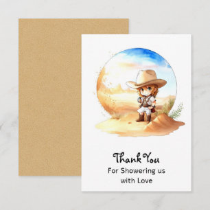 Carte De Remerciements Aquarelle Western Wild West Cowboy