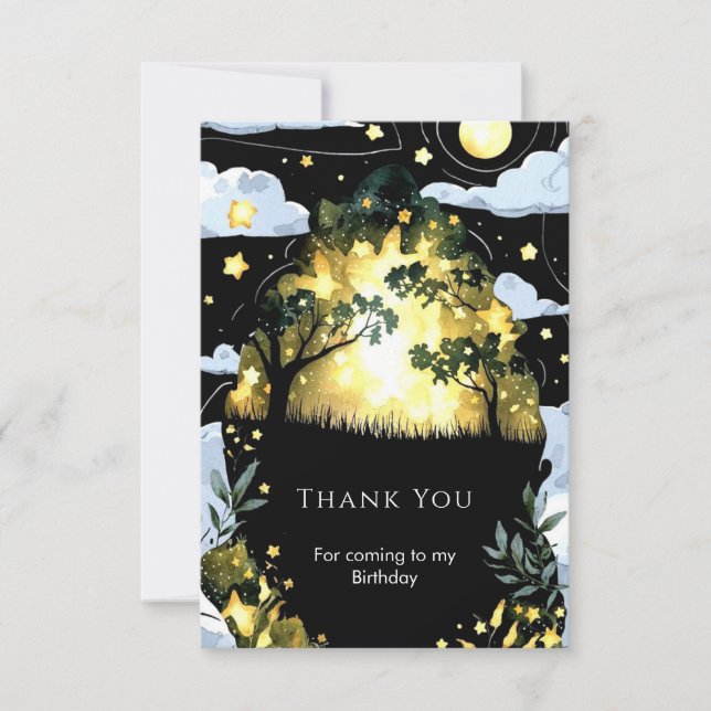 Carte De Remerciements Aquarelle Whimsy Woodland Anniversaire (Devant)