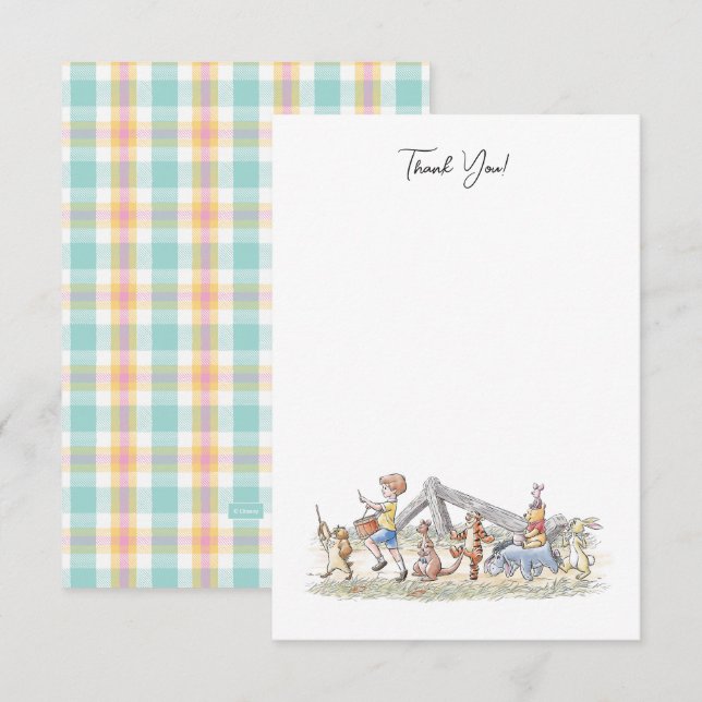 Carte De Remerciements Aquarelle Winnie les Pooh & Pals Premier anniversa (Devant / Derrière)