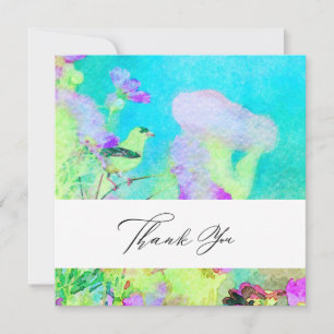 Carte De Remerciements ~* AR15 Fleurs d'oiseaux - QR PHOTO Mariage d'art