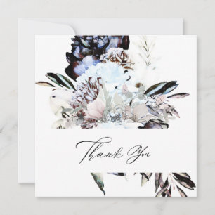 Carte De Remerciements *~* AR15 Floral - QR PHOTO Blue Artsy Mariage