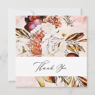 Carte De Remerciements *~* AR15 Floral - QR PHOTO Elégant Mariage d'art