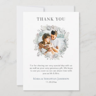Carte De Remerciements *~* AR16 QR Photo Mariage floral élégant