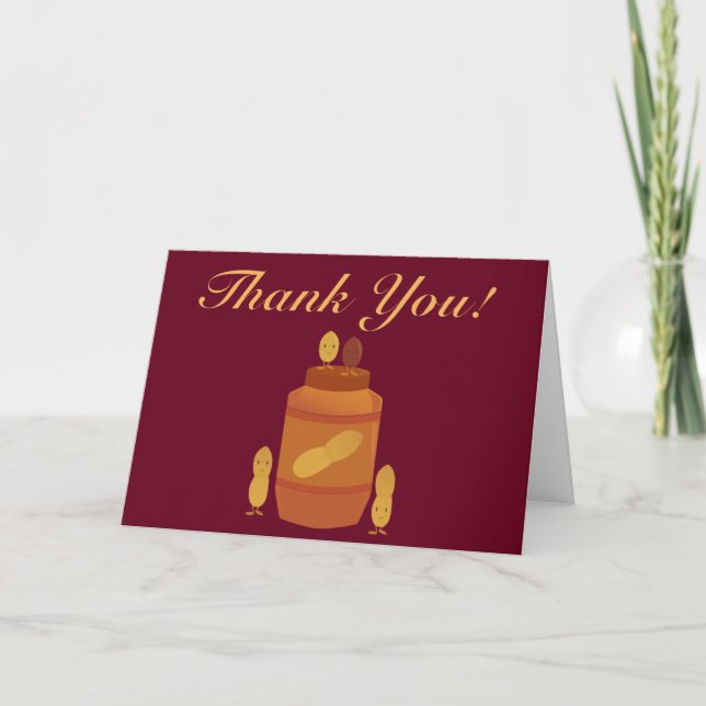 Carte De Remerciements Arachides souriantes et beurre d'arachide jarre me (Devant)