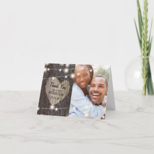 Carte De Remerciements Arbre à cœur sculpté Mariage Remerciements