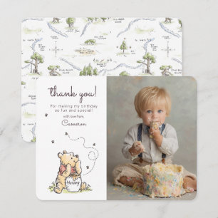 Carte De Remerciements Arbre aquarelle Winnie l'ourson et ses amis Prem