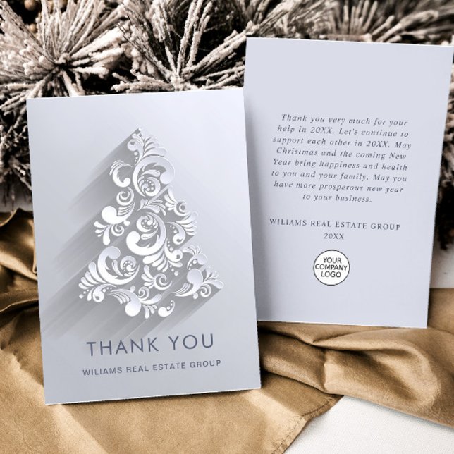 Carte De Remerciements Arbre de Noël de l'ornement Fête d'entreprise (Créateur téléchargé)