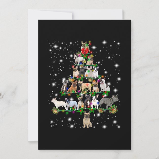 Carte De Remerciements Arbre De Noël Français Taureau Couvert De Lampe De (Devant)