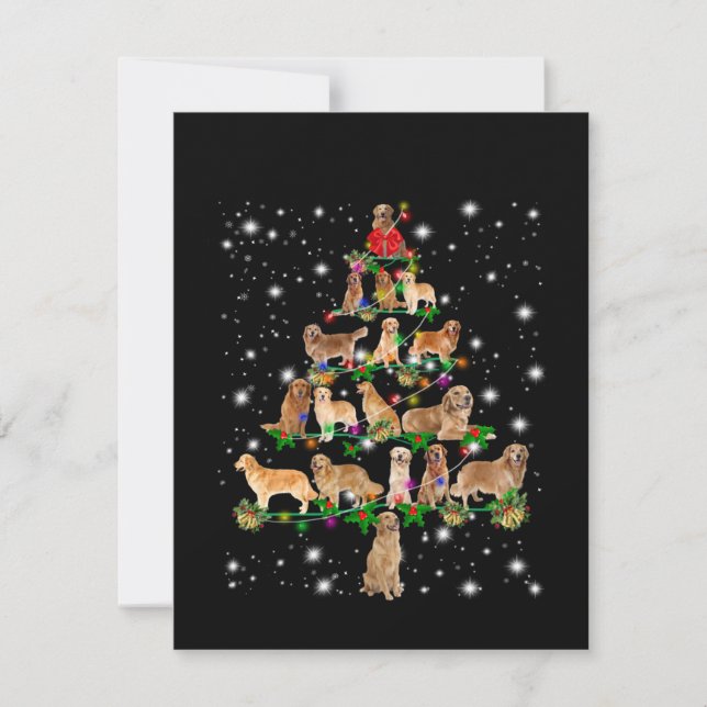 Carte De Remerciements Arbre de Noël Golden Retriever recouvert par Flash (Devant)