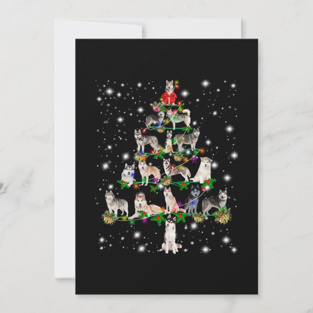 Carte De Remerciements Arbre De Noël Husky Couvert De Flamme De Feu (Devant)