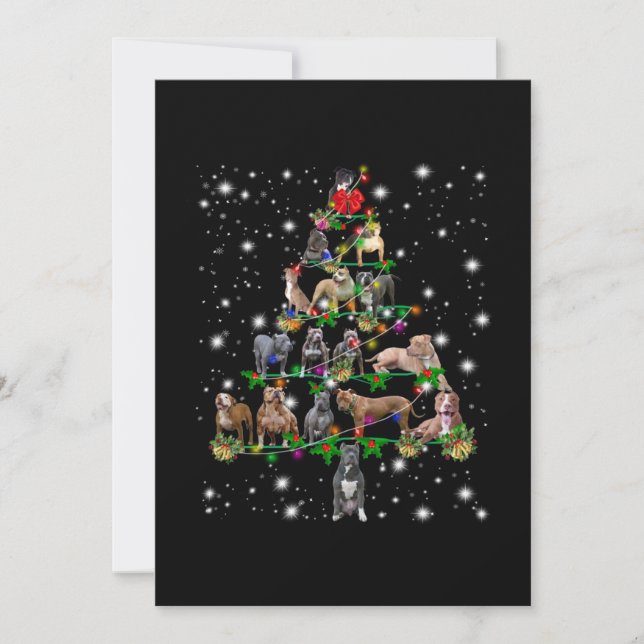 Carte De Remerciements Arbre De Noël Pitbull Couvert De Flamme De Feu (Devant)