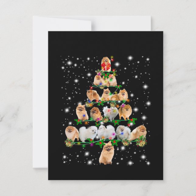 Carte De Remerciements Arbre De Noël Poméranien Couvert De Flamme De Feu (Devant)