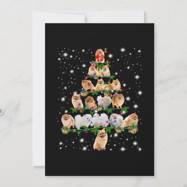 Carte De Remerciements Arbre De Noël Poméranien Couvert De Flamme De Feu (Devant)