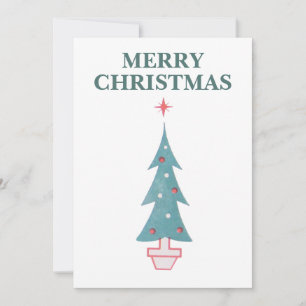 Carte De Remerciements Arbre de Noël Vintage 1950 Design