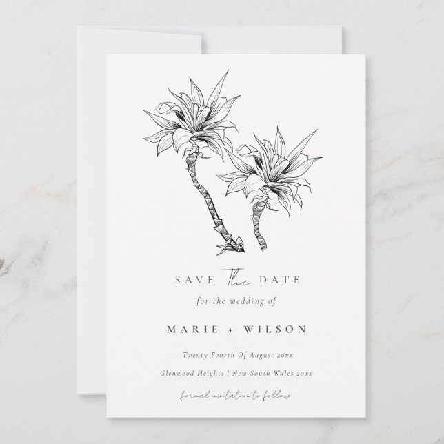 Carte De Remerciements Arbre de palmier tropical marine kraft save the da (Devant)