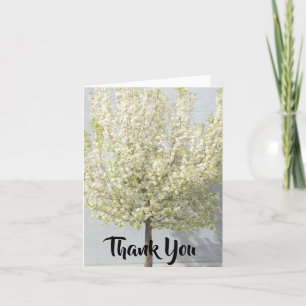 Carte De Remerciements Arbre de remplissage des fleurs de printemps blanc
