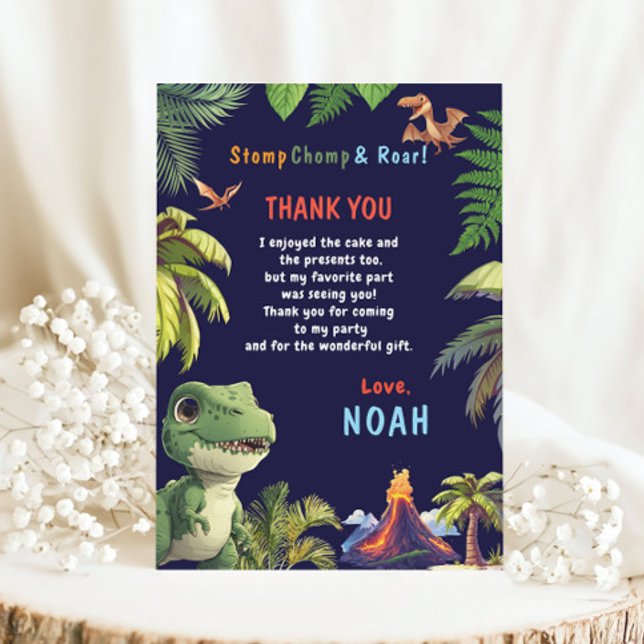 Carte De Remerciements Arbre Rex Anniversaire Dinosaure  (Créateur téléchargé)