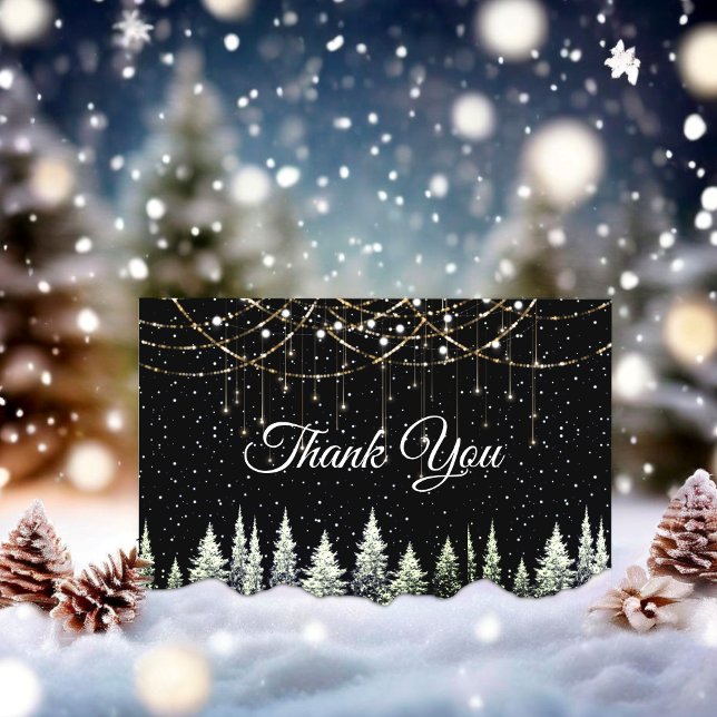 Carte De Remerciements Arbres de Noël argent parties scintillant éclairag (Créateur téléchargé)