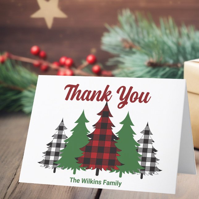 Carte De Remerciements Arbres de Noël Joyeux Rouge Plantés Personnalisés (Créateur téléchargé)