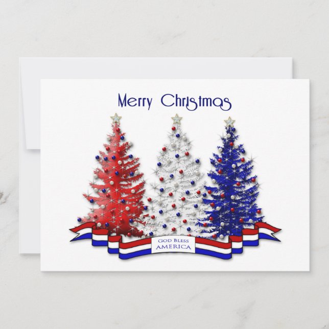 Carte De Remerciements Arbres de Noël patriotiques, Militaires (Devant)