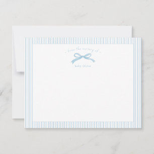 Carte De Remerciements Arc en bleu aquarelle avec bordure Baby Boy 