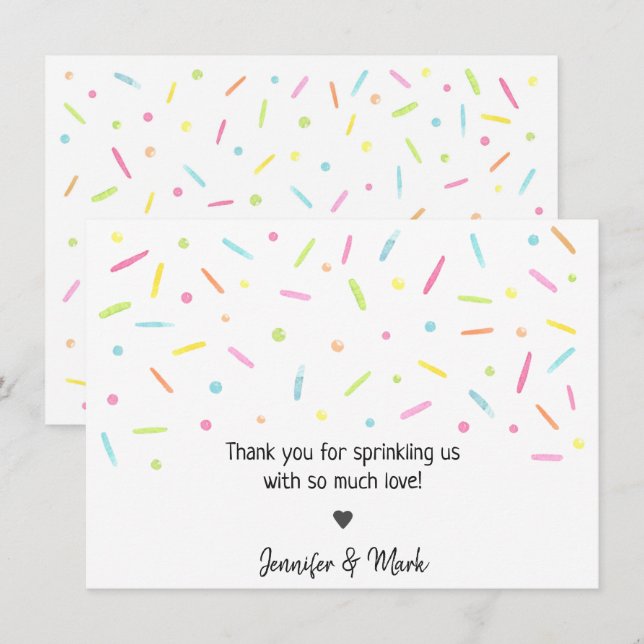Carte De Remerciements Arc-en-ciel Bébé Sprinkle Confetti Neutral (Devant / Derrière)