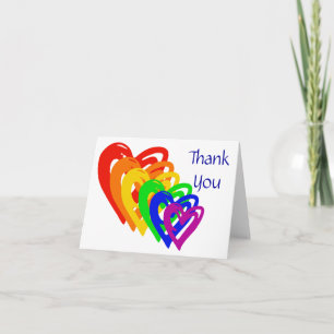 Carte De Remerciements Arc-en-ciel de coeurs