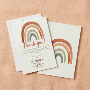 Carte De Remerciements Arc-en-ciel rustique avec remerciement de mariage