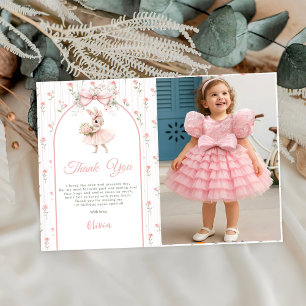 Carte De Remerciements Arc en rose et floral Some Bunny a un an 1er Anniv