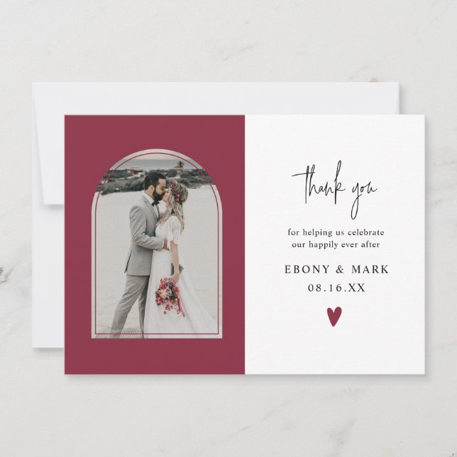Carte De Remerciements Arc moderne Bourgogne photo Mariage (Devant)