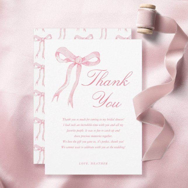 Carte De Remerciements Arc rose Elle noue le nœud Shower Nuptial (Créateur téléchargé)