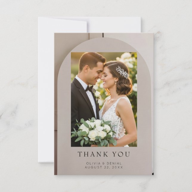Carte De Remerciements Arch Neutral Luxe Wedding  (Devant)