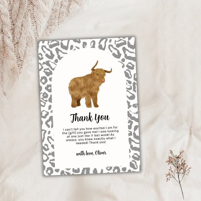 Carte De Remerciements Arche de Boho Noir Saint Vache Baby shower occiden (Black Boho Arch Holy Cow Western Baby Shower Thank You Card)