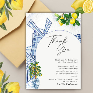 Carte De Remerciements Arche de Fête de Mariage Italienne d'Été au Citron