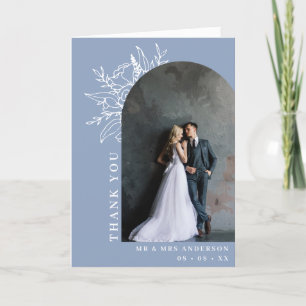 Carte De Remerciements Arche florale bleu foncé Mariage photo plié