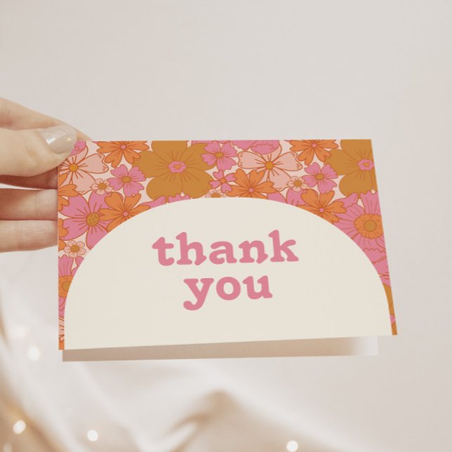 Carte De Remerciements Arche florale Super rose Boho Retro (Créateur téléchargé)
