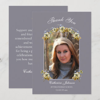 Carte De Remerciements Arched Periwinkle Floral Graduation