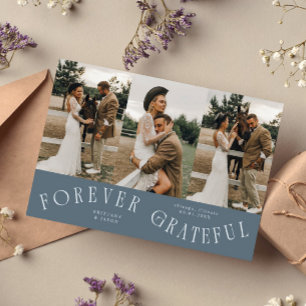 Carte De Remerciements Ardoise Bleue De Remerciement De Mariage Multi Pho