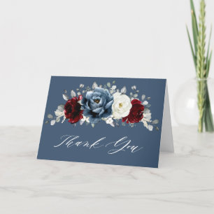 Carte De Remerciements Ardoise Burgundy Blanc Ivory Floral Mariage Th