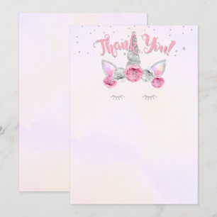 carte de remerciements argenté rose de visage de