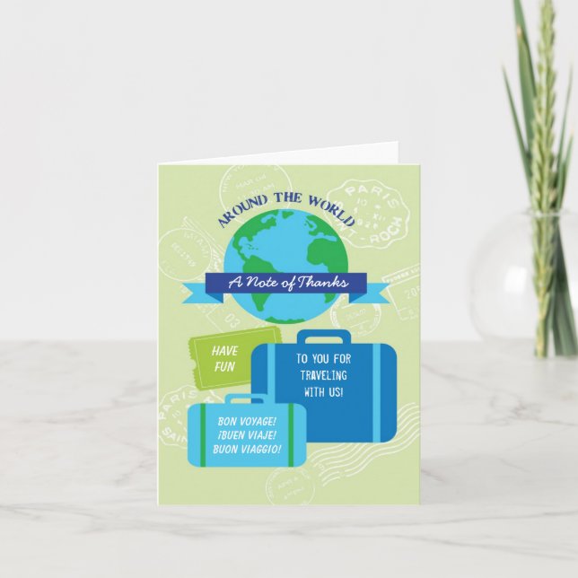 Carte De Remerciements Around the World Thank You Card (Devant)