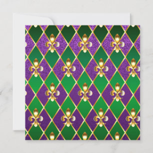 Carte De Remerciements Arrière - plan de bijoux Mardi Gras