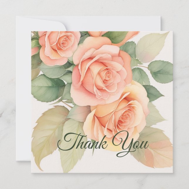 Carte De Remerciements Arrière - plan Rose floral Peach Fuzz (Devant)